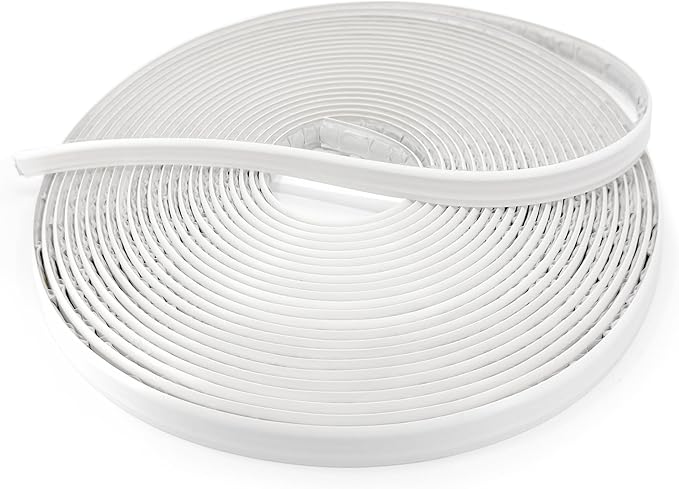 InstaTrim The Original Flexible Trim - 50ft White 1/2" Wide Caulk Tape - Adhesive Trim with Many Uses Including Caulking for Bathtubs, Sinks, Counters, Tile, Floors - Made in USA