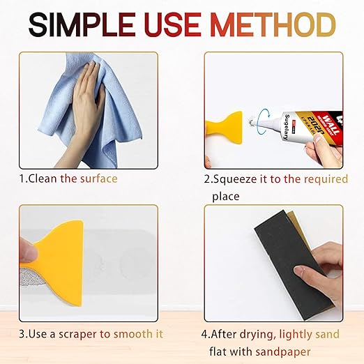 Sugelary Drywall Patch Repair Kit with Scraper, Wall Spackle Repair Paste, Wall Mending Agent Quick and Easy Solution to Fill The Holes for Home Wall, Plaster Dent Repair and Wood Scratch Repair