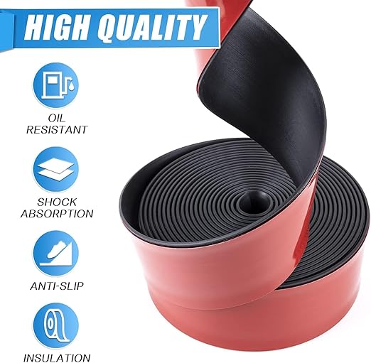 Neoprene Adhesive Rubber Strips, Sheets, Rolls With Self-Stick Backing - Seal Gasket for Matting Padding - 1" Wide x 1/8" Thick x 10' Long