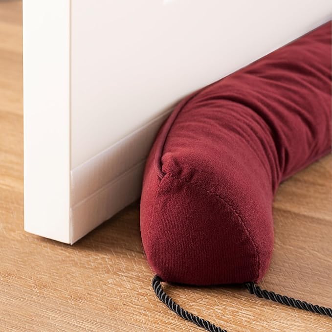 Sunolga 38" Door Draft Stopper Blocks Hot and Cold Air with Removable Washable Cover for Gaps Up to 3", All-Season Seal for Noise, Wind, Door Sweep for Bottom of Door and Window, Home Essentials, Red