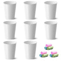 Bathroom Trash Can, 8 Pack 1.8 Gallons Small Trash Can with Trash Bags, Bathroom Garbage Can, Plastic Trash Bin, Round Waste Basket for Bedroom, Office, Kitchen, Room, Compact Space (White)
