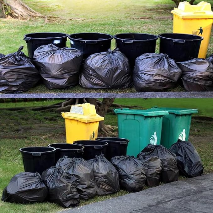 33 Gallon Trash Bags, 50 Count, Black Garbage bags, Multi-purpose Trash Can Bin Liners for Home Commercial, Outdoor, Construction, Industrial, Janitorial, Municipal, Lawn, Leaf