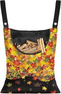 Maple Leaf Handy Laundry Clothespin Bag Holds 100 Medium-Sized Clothes Pins, Music Notes Waterproof Polyester Material, 2 Ropes for Hanging and Effortlessly Sliding on Clothesline