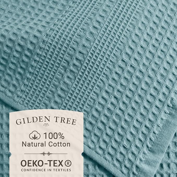 GILDEN TREE Waffle Towels Wash Cloths for Showering, Exfoliating Washcloth Face Towels, Quick Dry Towel Cotton Washcloths Set of 4, Classic Style (Seafoam)