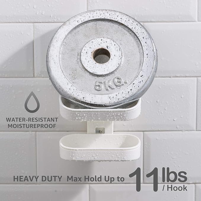 LEVERLOC Soap Dish Holder for Shower Double Layer Suction Cup Wall Mounted NO-Drilling Self Draining Removable Waterproof Strong Suction Bar Soap Sponge Holder for Shower Bathroom Bathtub Kitchen