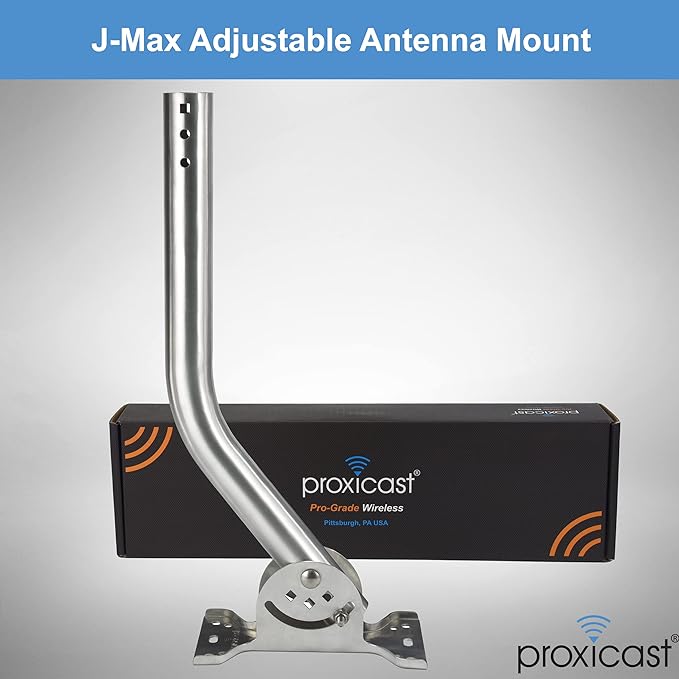 Proxicast Pro-Grade J-Max 100% Solid Rustproof Aluminum Antenna Mount - Universal Outdoor Adjustable Pivot/Lock Bracket & J-Pipe Mast (1.5" x 36" Pole) for Wall, Eave or Roof Mounting (ANT-800-JP2-XL)
