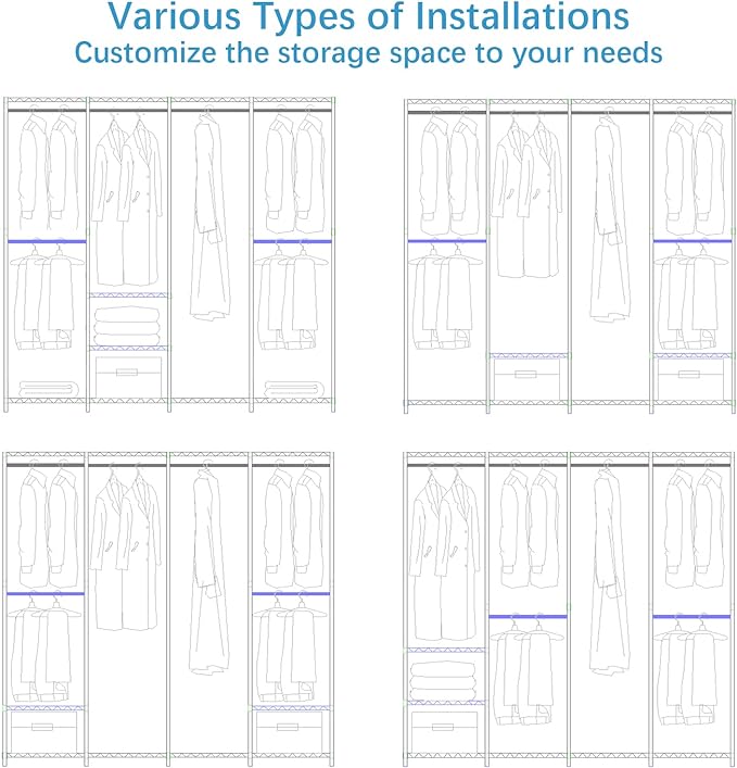 VIPEK V40 Wire Garment Rack Heavy Duty Clothes Rack for Hanging Clothes, Multi-Functional Bedroom Clothing Rack Freestanding Closet Wardrobe Rack, Max Load 1110lbs, Black