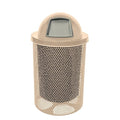 COATEDOUTDOORFURNITURE RDT-P-TAN Heavy Duty Round Trash Receptacle with Dome Top, Liner Included, 32 Gallon, Tan, Made in America