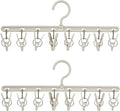 Clothes Hanger 2 Pack with 8 Clips,Clothes Drying Racks Windproof for Drying Socks Bras Underwears Baby Clothes, Hats Scarfs Towels Pants and Gloves Diaper