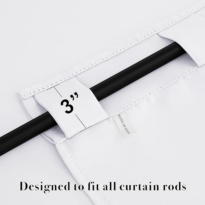 RYB HOME White Short Curtains, Room Darkening Drapes Thermal Insulated Small Window Coverings Full Privacy Protection for Bedroom Bathroom Dining Room, Pure White, W42 x L63 inch, 2 Panels