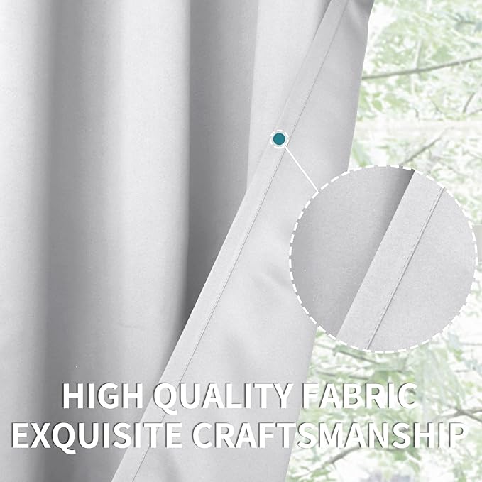 BGment Short Curtains 30 Inches Length for Kitchen Cafe Bathroom - Rod Pocket 42 Inch Wide Room Darkening Drapes for Basement Camper Small Window, Greyish White, 2 Panels, 42 x 30 Inch