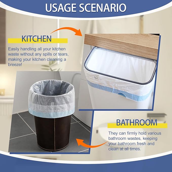 150 Count 4 Gallon Trash Bags Drawstring - 1.1 Mil Heavy Duty Small Garbage Bags Unscented for Bathroom, 15 Liter Thick Plastic Wastebasket Liners for Toilet Office and Bedroom