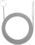 Extra-Thick Drain Brush with Stronger Spring 61-Inch Stainless Steel and Nylon Pipe Cleaner for Flexible, Curved & Slim Holes, Stronger Spring Version