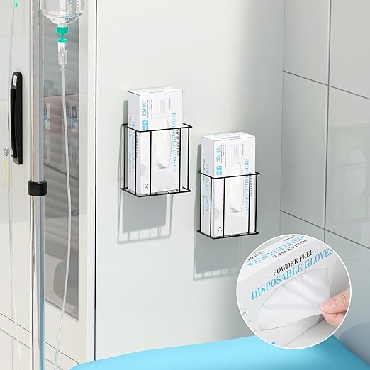 Alyoen Magnetic Glove Box Holder Wall Mount, Disposable Glove Dispenser, 2 Pack Rubber Latex Tissue Box Organizer for Tool Garage Workshop Kitchen - Two Size (Large+Small)