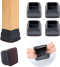 Ezprotekt 24 Pcs Square Chair Leg Floor Protectors for Hardwood Floors, Silicone Felt Furniture Pads, Table Chair Leg Cups Covers, Bar Stools Leg Protectors Caps (XL Fit: 1.5" - 2", Black)