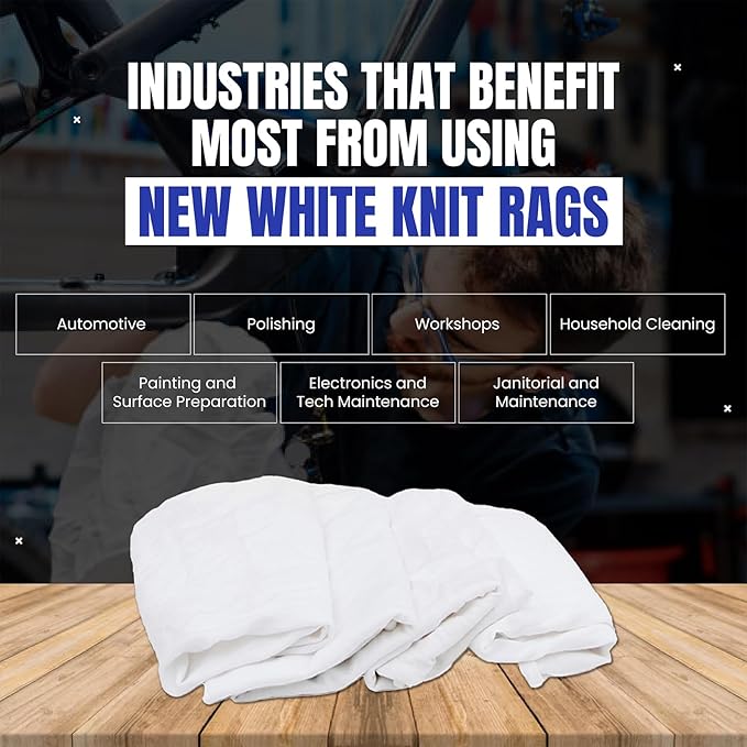 Premium White T-Shirt Cleaning Rags (10 lbs. Box) – White Cotton Rags for Cleaning, Staining, Painting, Oil, Grease & Dust Removal – Shop Rags Bulk for Multipurpose use