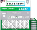 Filterbuy 24x24x1 Air Filter MERV 8 (MPR 700) Dust Defense Replacement (6-Pack), Electrostatic Pleated HVAC AC Furnace Filters, Made in USA (Actual Size: 23.38 x 23.38 x 0.75)