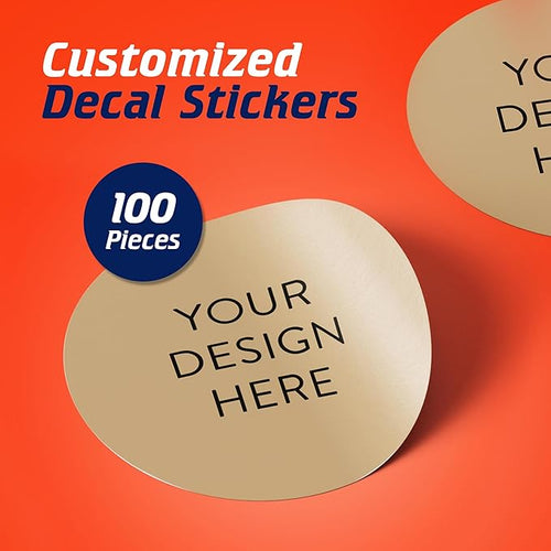 100 Custom Vinyl Stickers - Upload Your own Image, Text, Design, Logo - Personalized Logo Labels for Handmade, Packaging, Bottle, Jars, Candle, Brand Stickers (Brown, 1x1)