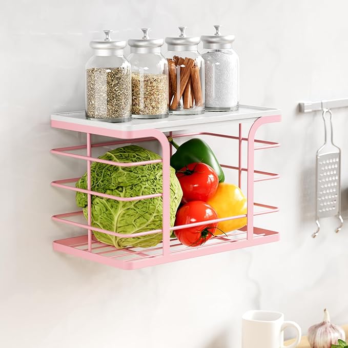 2 Pack Trash Bag Holder with Bamboo Top,Stackable Storage Bathroom Organizer Kitchen Laundry Pantry Organizers for Countertop Organization,Pink
