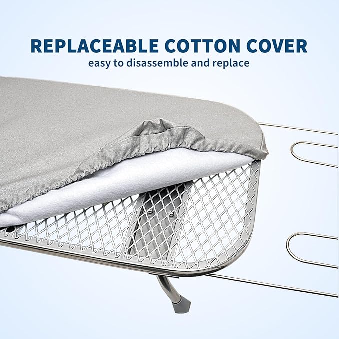 Folding Tabletop Ironing Board with Iron Holder Rest, Portable Space Saving Small Metal Ironing Board with Heat Resistant Cotton Cover