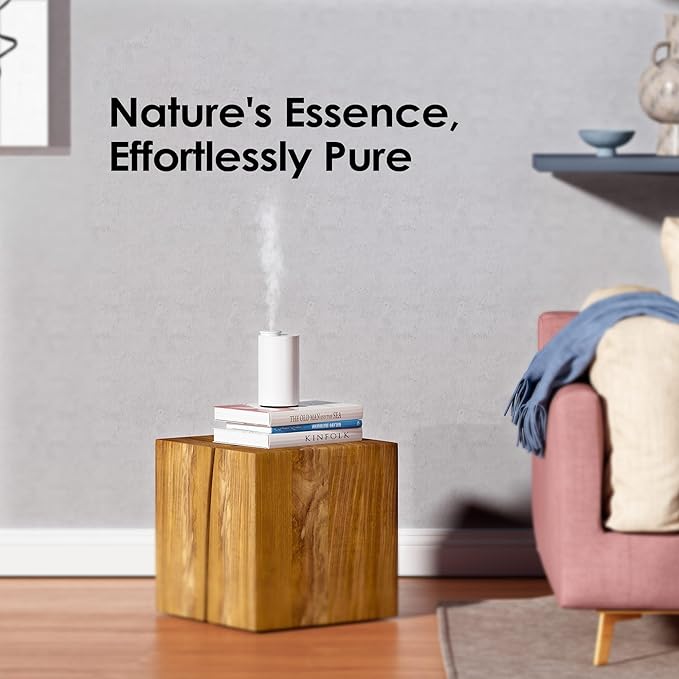 Airversa Waterless Diffuser for Essential Oil, Battery Operated Nebulizer, 0.7 Fl.Oz./ 20mL Capacity, Mini Scent Air Machine, 3 Countdown Timers & 3 Mist Levels for Home, Room, Car, Office - AN6 White