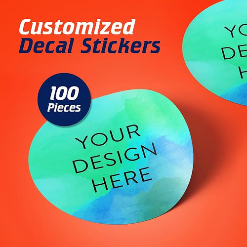 100 Custom Vinyl Stickers - Upload Your own Image, Text, Design, Logo - Personalized Logo Labels for Handmade, Packaging, Bottle, Jars, Candle, Brand Stickers (Blue Green, 5x5)