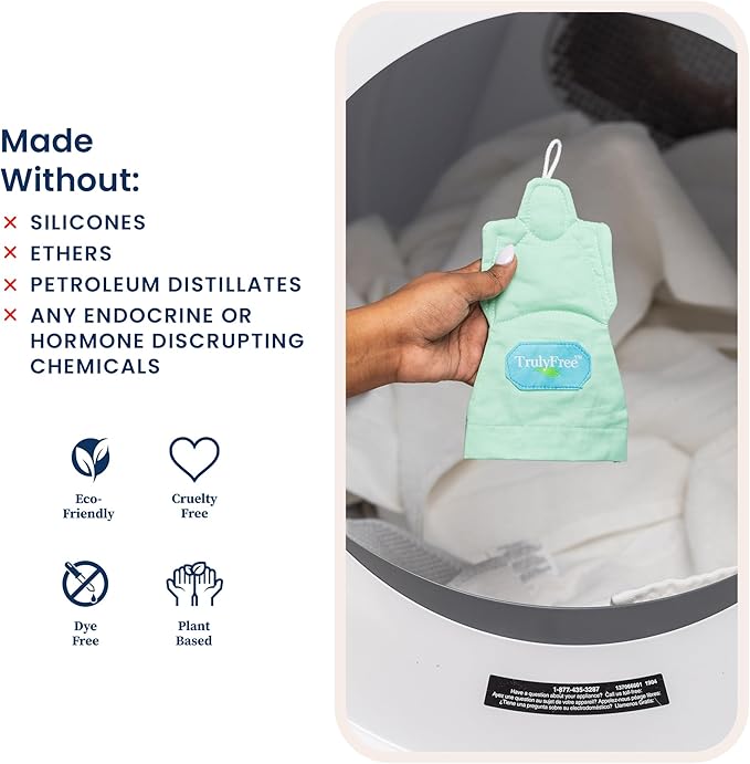 Truly Free Dryer Angel - Natural Dryer Sheet Alternative, Non-Toxic Reusable Fabric Softener Sheets and Scent Booster, Safe for Babies and Sensitive Skin, Laundry Room Essentials - 1 Pack + 2 Refills