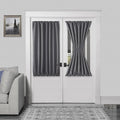 DWCN French Door Curtains – Rod Pocket Thermal Blackout Curtain for Doors with Glass Window, Kitchen and Patio Doors for Privacy, 54 X 40 Inches Long, 1 Curtain Panel with Tieback, Grey