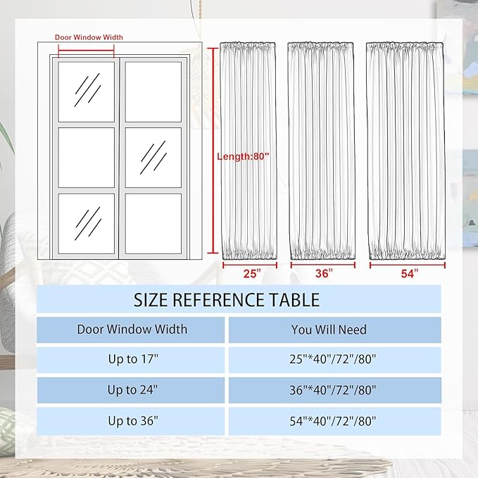 DWCN French Door Curtains – Rod Pocket Thermal Blackout Curtain for Doors with Glass Window, Kitchen and Patio Doors for Privacy, 54 X 80 Inches Long, 1 Curtain Panel with Tieback, Brown