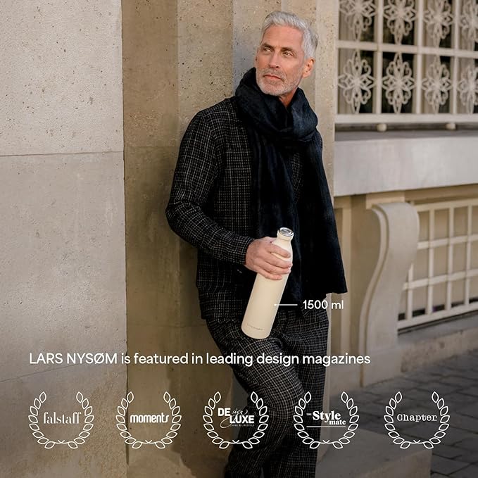 LARS NYSØM Stainless Steel Insulated Water Bottle 12oz 17oz 25oz 34oz 51oz | Insulated Thermo Flask for Hot and Cold Beverages | Leakproof Drinking Bottle (Brick Red, 25.4 oz)
