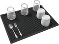 dish drying mat - 18" x 12" Black silicone drying mat , kitchen counter dish drying mats,rubber dish drying mat, Applies to bar mat、coffee mat