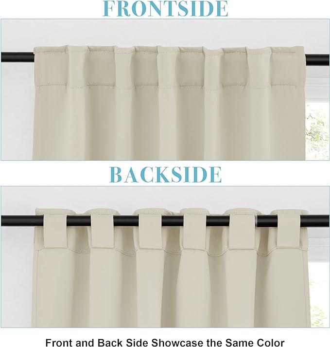 RYB HOME Kitchen Window Curtains - Blackout Privacy Half Window Curtains for Bedroom Bathroom Dining Living Room Cafe Office Short Tiers Drapes, W 34 x L 36 inches, 2 Panels, Beige