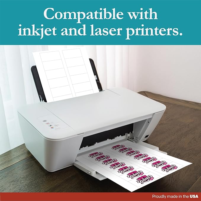 Premium Label Supply White Sticker Bottle Labels – 3" x 1.5" – Laser/Inkjet Compatible – (14 per Sheet), 500 Sheets – 7000 Total Adhesive Labels