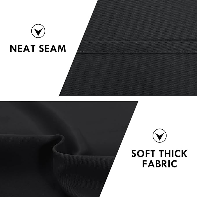 DWCN Blackout Curtains for Bedroom - Thermal Insulated Privacy Energy Saving Rod Pocket Drapes for Living Room, W 38 x L 63 Inch, Black, Set of 2