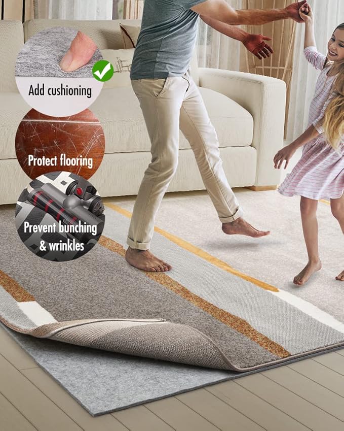 Double-Sided Non Slip Rug Pad Gripper - 2x3 Feet 1/4” Thick Dual Surface Felt Under Rug for Area Rugs and Hardwood Floors,Super Cushioned Non Skid Carpet Padding