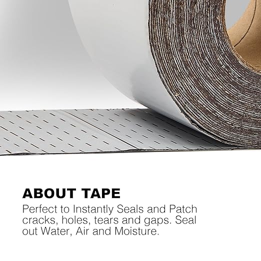 White RV Roof Sealant Tape, 4" x 50' Waterproof Repair Seal Tape – Extra Thick, UV-Resistant, Weatherproof Patch for Permanent Leak Sealing on RVs, Trailers, and Mobile Homes