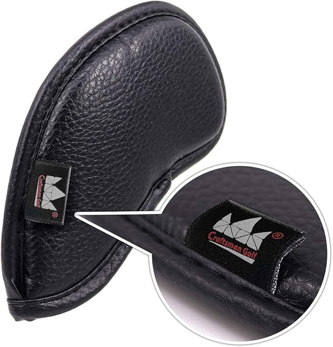 CRAFTSMAN GOLF 12pcs or 1pc Thick Synthetic Leather Golf Iron Head Covers Set Headcover Fit All Brands Callaway Ping Taylormade Cobra Etc. Also Custom Name