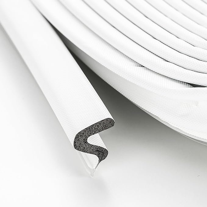 Weather Stripping Door Seal Strip - Soundproof Q-Shaped Foam for Exterior Door Frame, Large Gap Seal, Noise Cancelling, Easy to Install (White, 19.8FT)