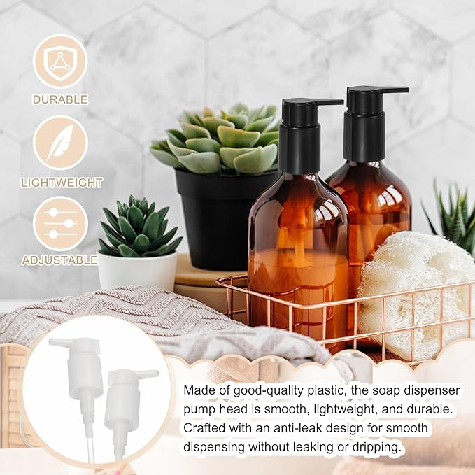 uxcell 4 Pcs Soap Dispenser Pump Heads, Hand Soap Dispensers Top Pumps Replacement Clip-on Pumphead for Standard 24/410 Neck Size Bathroom Lotion Shampoo Bottle, White
