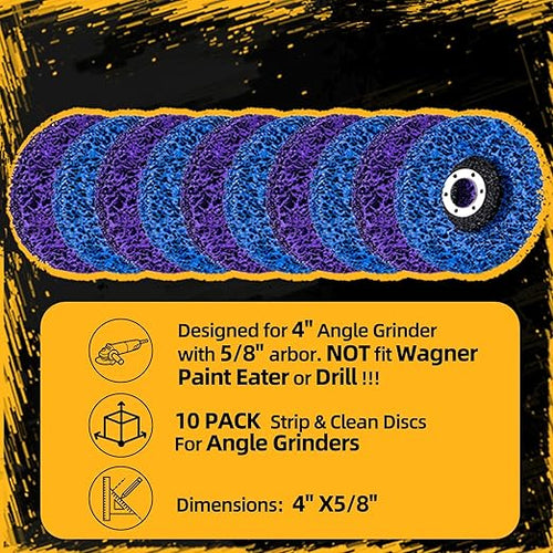 10 Pack Strip Discs Stripping Wheel 4 inch for Angle Grinder Clean and Remove Paint Coating Rust Welds Oxidation (4" x 5/8")