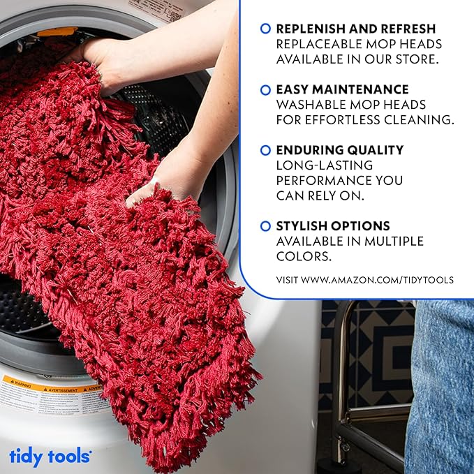 36 Inch Red Commercial Dust Mop & Floor Sweeper – Wood Handle Floor Mop for Tile, Hardwood & Concrete
