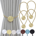 Magnetic Curtain Tiebacks - 12mm Magnetic Tie Backs for Curtains, Heavy Duty No Drill Curtain Holdbacks for Home/Office Windows Drapes, Elegant Gift-Ready Design 7 Colors (4, Gold)