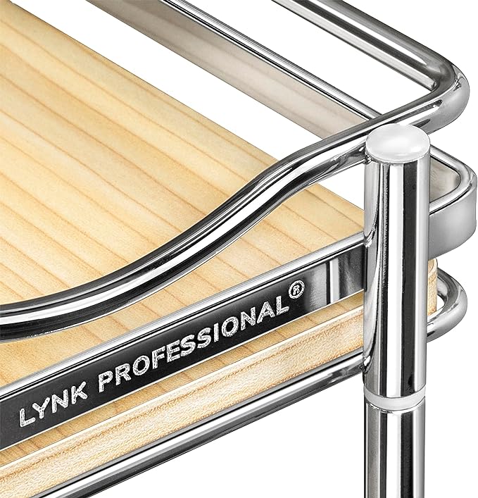 LYNK PROFESSIONAL® Élite™ Pull Out Spice Rack Organizer for Inside Kitchen Cabinets - 6"x21" - Slide Out Drawer – Wood/Chrome Sliding Spice Cabinet Organization Shelf Racks - 3 Tier