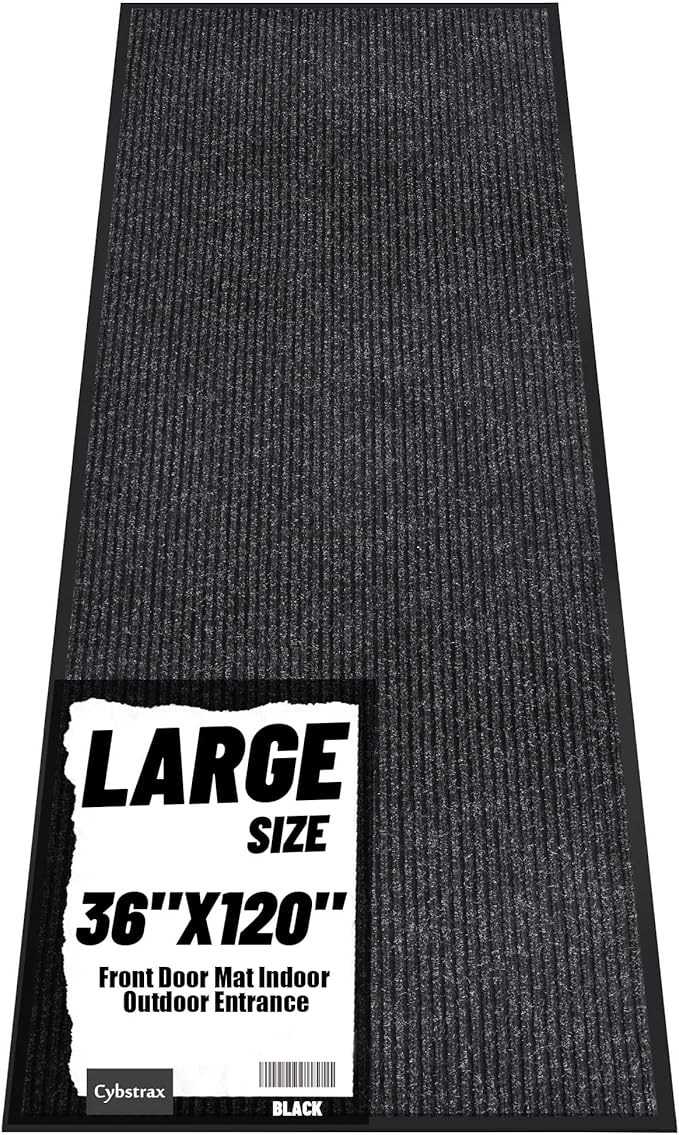 Front Door Mat Indoor Outdoor Entrance, 36" x 120" Dirt Resistant and Absorbent Door Mat, TPR Backing Non-Slip Doormats, Easy to Clean, Low Profile Welcome Floor Mat for Outside Entry