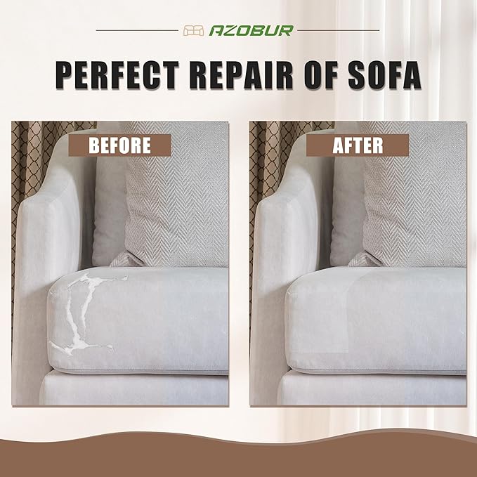 Azobur Fabric Couch Repair Patch 8.3 x 11 inches,Self-Adhesive Fabric Repair Patch for Furniture,Handbag,Sofa,Car Seats-(Green)