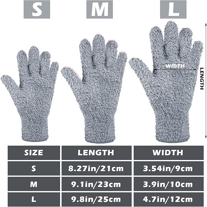 Patelai 3 Pairs Microfiber Plant Dusting Gloves Leaf Cleaning Gloves for Indoor Plants, Blinds, Furniture, House(Small,Dark Blue, Gray, Khaki)