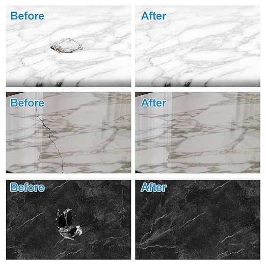 Marble and Granite Repair kit, Quartz Countertop Repair Kit for Chip Dents Cracks Holes Scratchs, Premium Marble Granite Quartz Laminate Formica Travertine Corian Stone Epoxy Filler