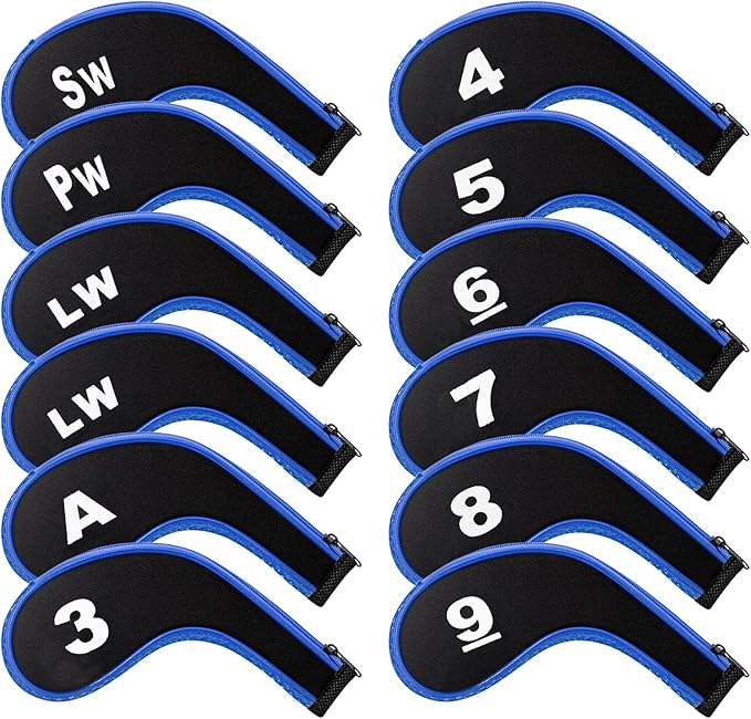 Golf 12pcs Thick Synthetic Golf Iron Head Covers Set Headcover Fit All Brands Callaway Ping Taylormade Cobra Etc. Also Custom Name