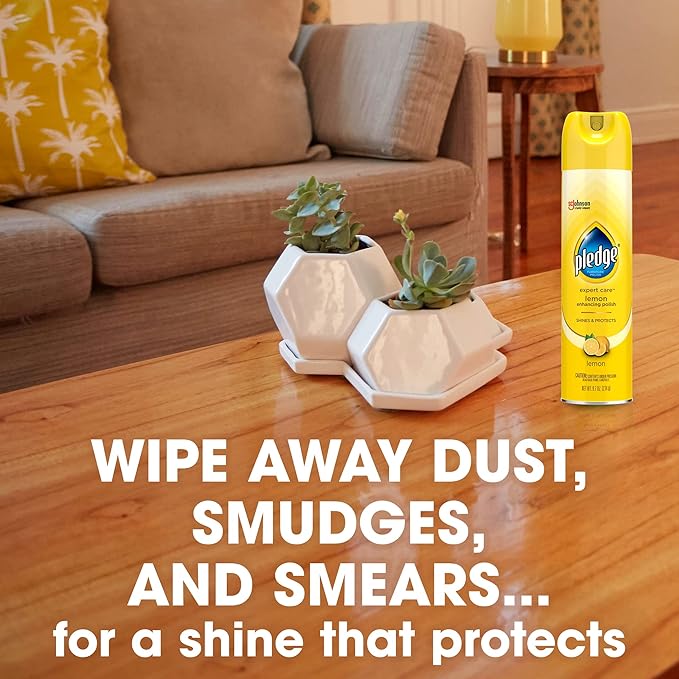 Pledge Enhancing Polish, Furniture & Wood Spray, Lemon Scent, 9.7oz