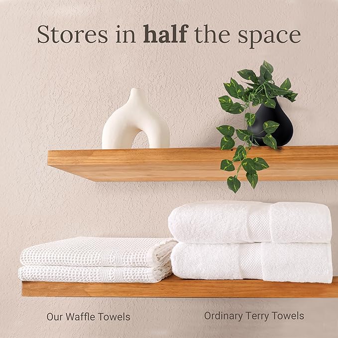 GILDEN TREE Waffle Hand Towels for Bathroom Quick Dry Towel Super Absorbent Thin 100% Cotton Hand Towels Lint Free, Hand Towels for Bathroom Set of 2, Classic Style (Aqua)